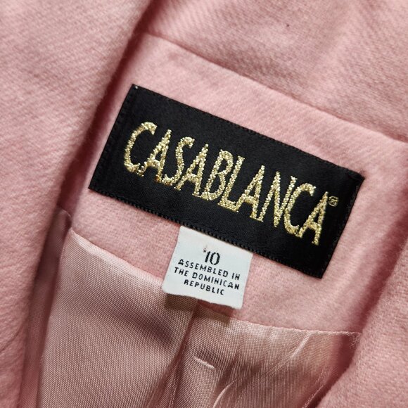 Casablanca Vintage Wool Pink Blazer Jacket SZ 10 Women’s With Shoulder Pads - Picture 6 of 8